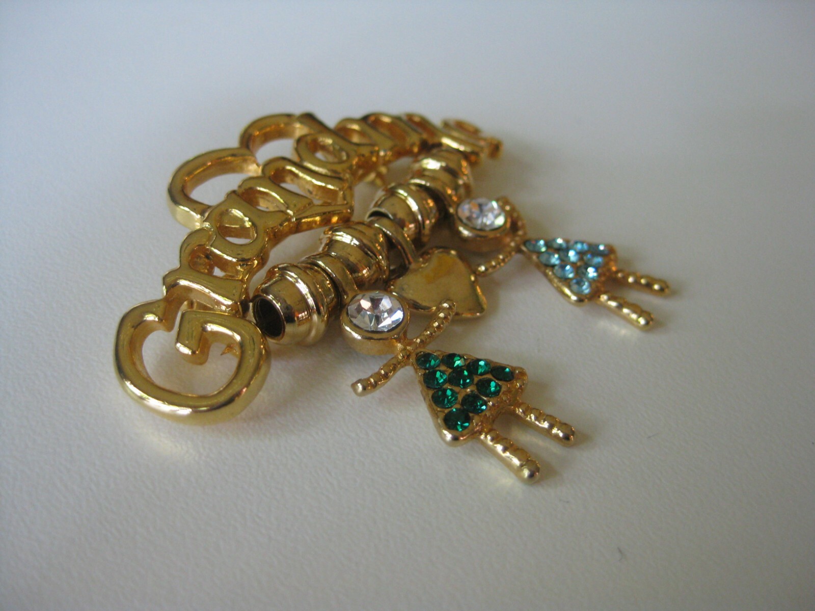Grandma Brooch Granddaughter Birthstone Heart Charm March Aquamarine May Emerald