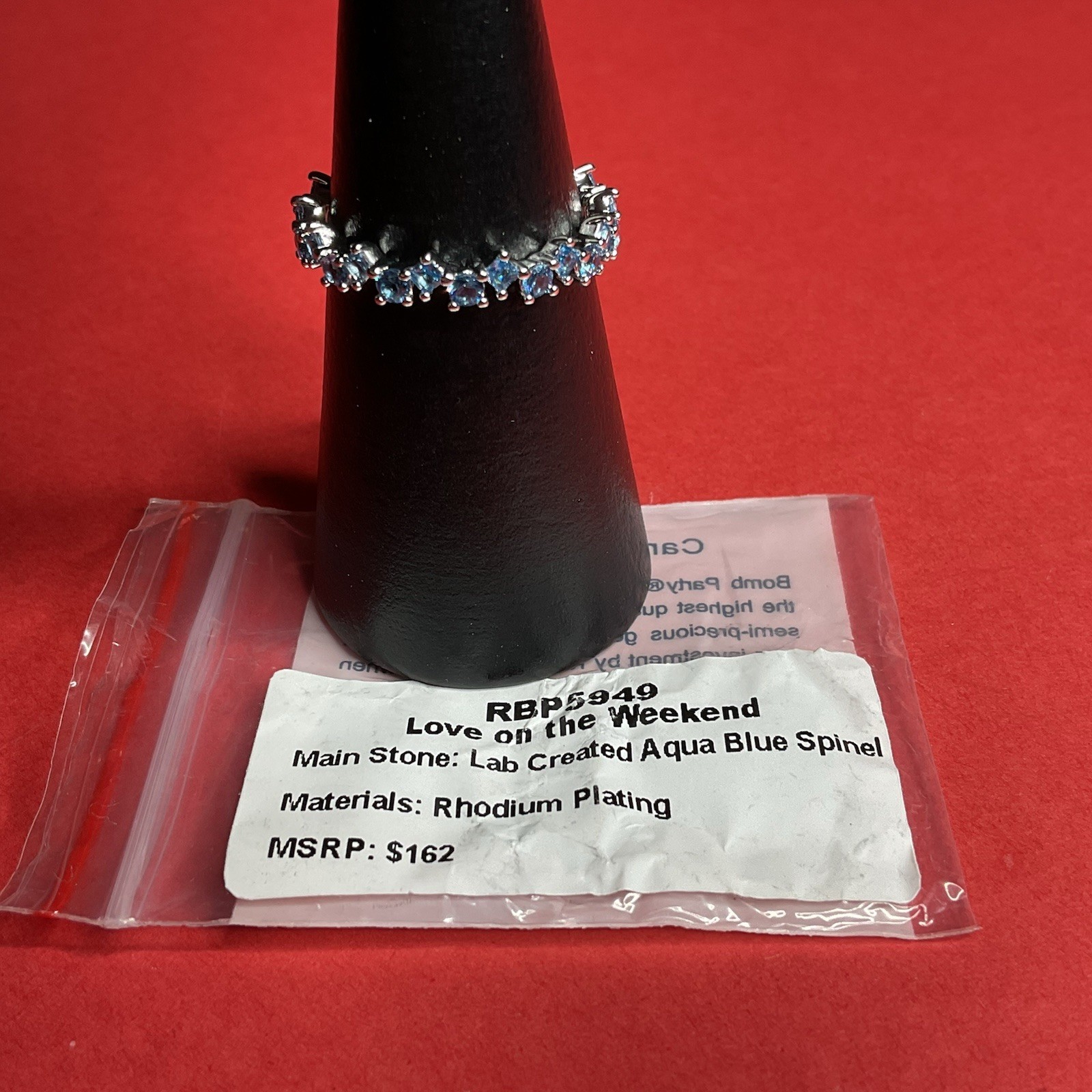 Bomb Party RBP5949 “Love on the Weekend” LC Spinel on Rhodium Size 10 Ring NWT
