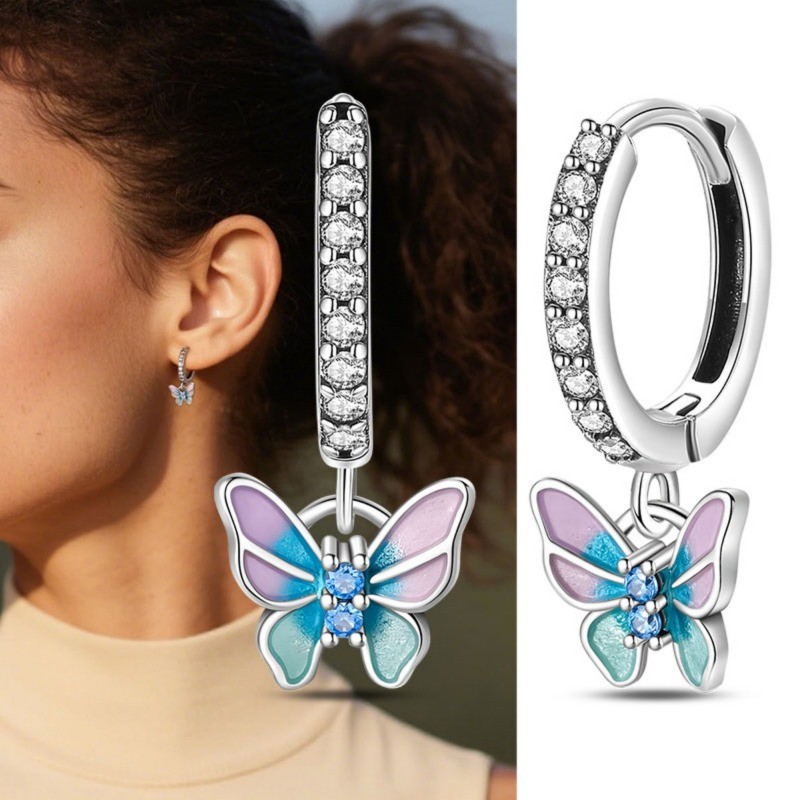 PANDACH 925 Sterling Silver Butterfly Dangle Earrings for Women Birthday Gift