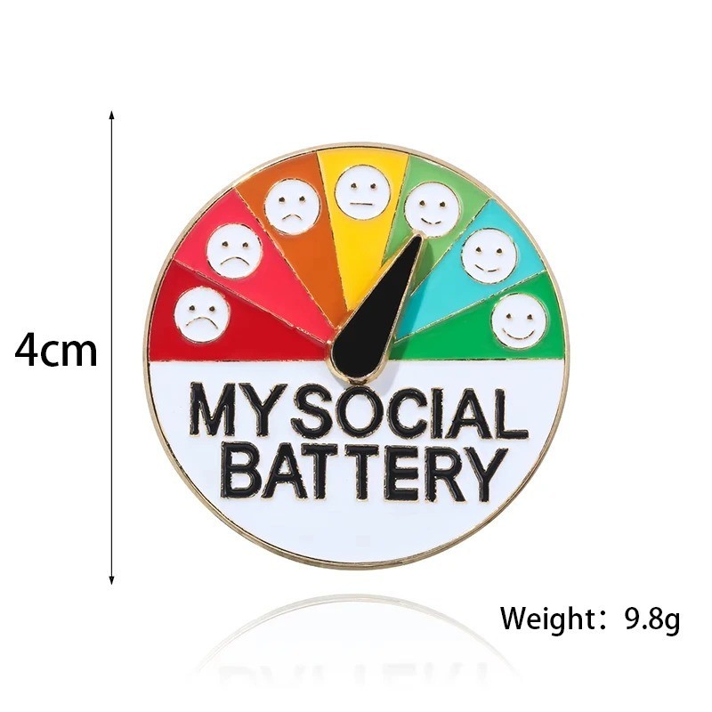 Funny Brooches – My Social Battery Mood Pins – Unisex Alloy Badge Gifts