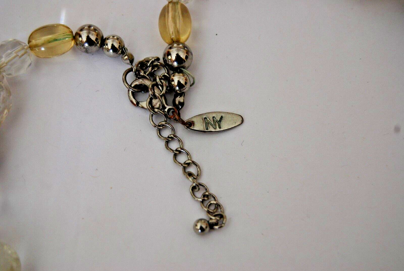 Wonderful NY Bold Couture Acrylic Silver & Clear Bead Statement Strand Necklace