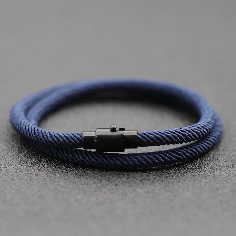 Simple Style Men’s Rope Bracelet Double Layer 4mm Thread Fabric Casual Accessory