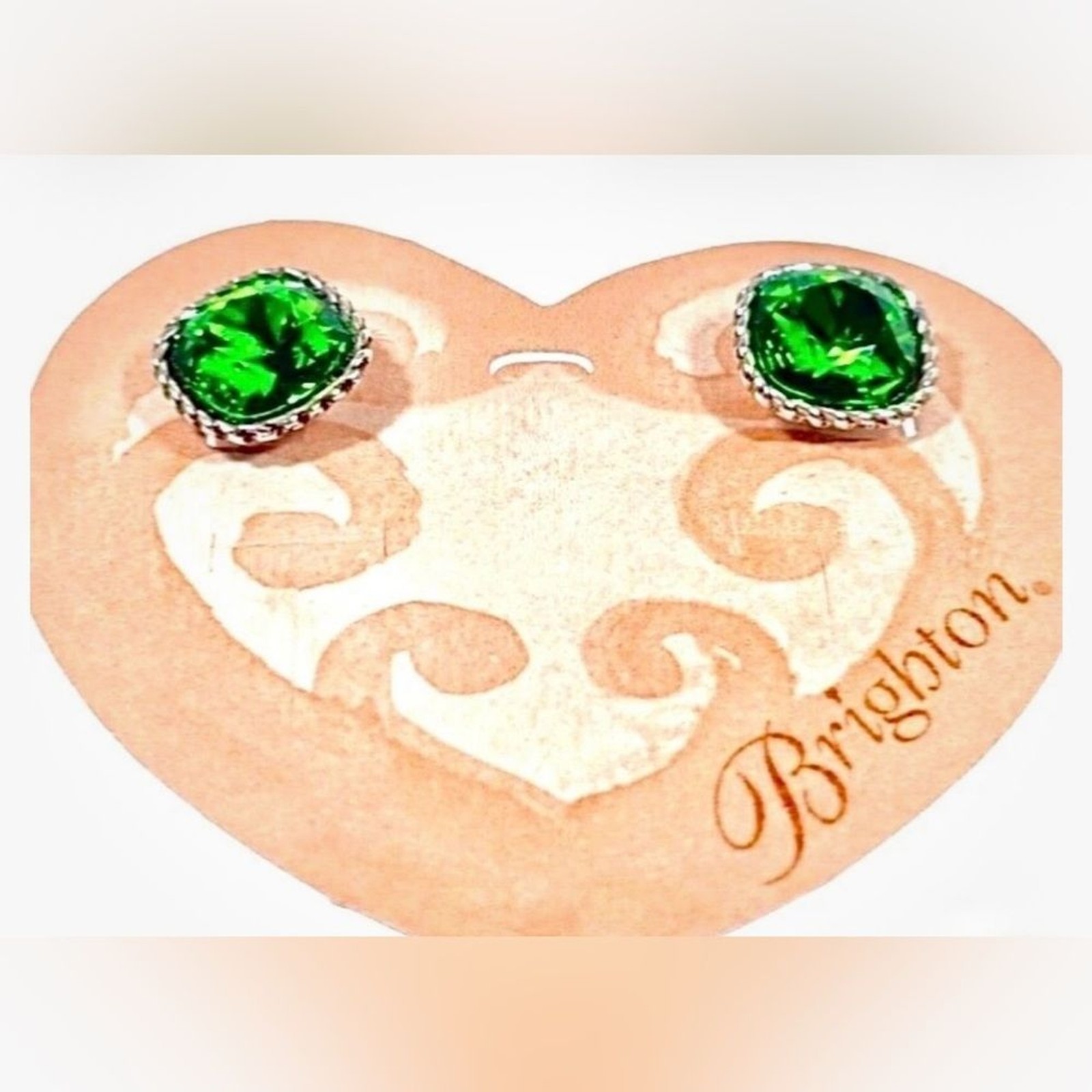 BRIGHTON Sparkleville Post Earring in Vibrant Green & Silver VINTAGE EUC