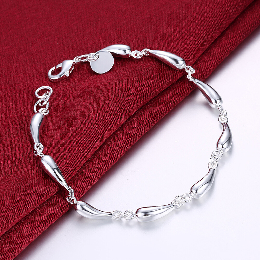 925 Sterling Silver Temperament Fashion Charm Jewelry Water Drop Bracelet Chain
