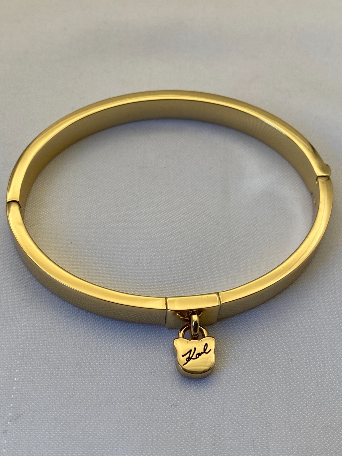 Karl Lagerfeld Choupette Lock Hinge Bangle with Crystal from Swarovski