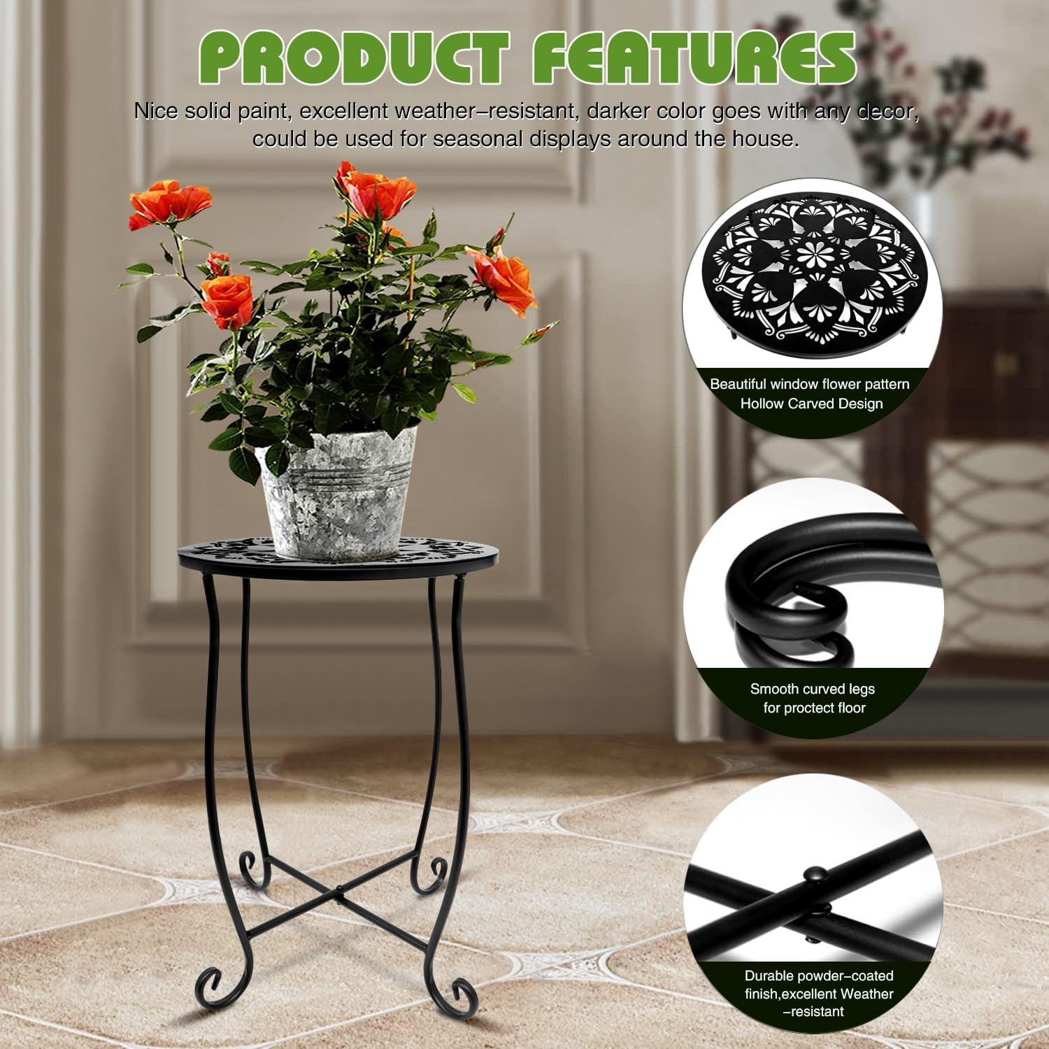 Outdoor Side Tables, 2 Pack Patio Side Table, Weather Resistant Metal Small roun