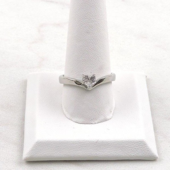 Stainless Steel .50 ct Heart Cut Cubic Zirconia Solitaire Ring