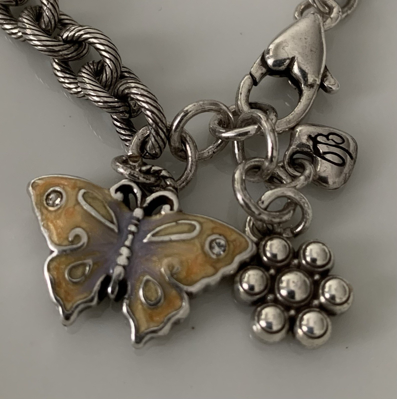 Brighton BUTTERFLY FLORAL 8 Inch Bracelet, Swarovski Crystals