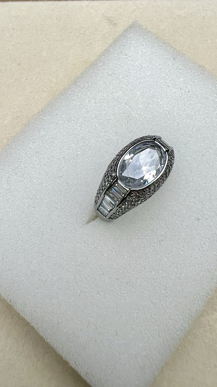 Bomb Party SZ 9 Ring “An Ocean Of Glam” Diamond CZ Hematite Plating