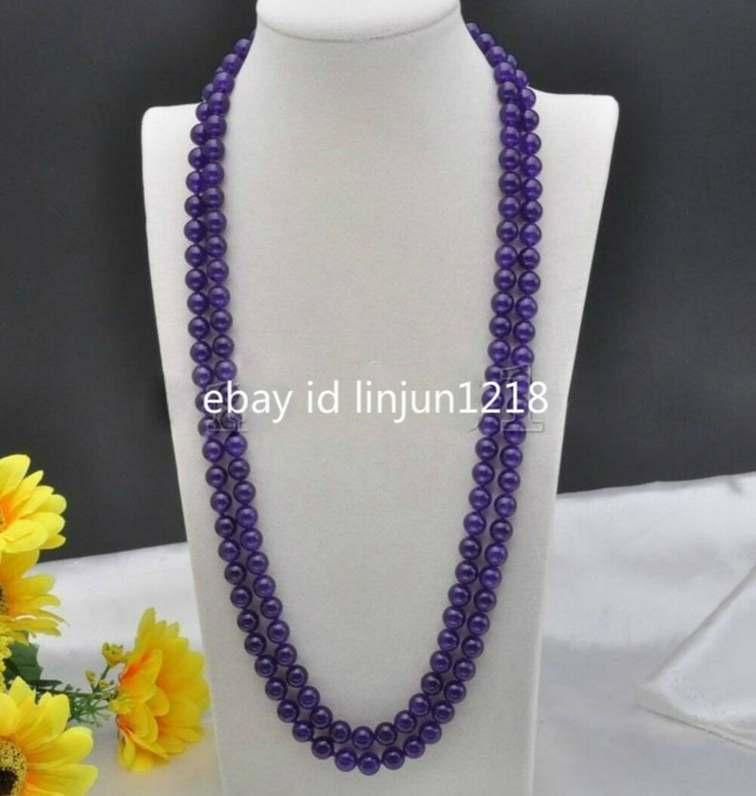 NEW Natural 8mm 10mm 12mm Purple Jade Gemstone Beads Necklace 18/25/35” AAA