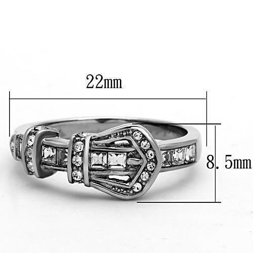 TK1334 – High polished (no plating) Stainless Steel Ring with Top Grade Crystal
