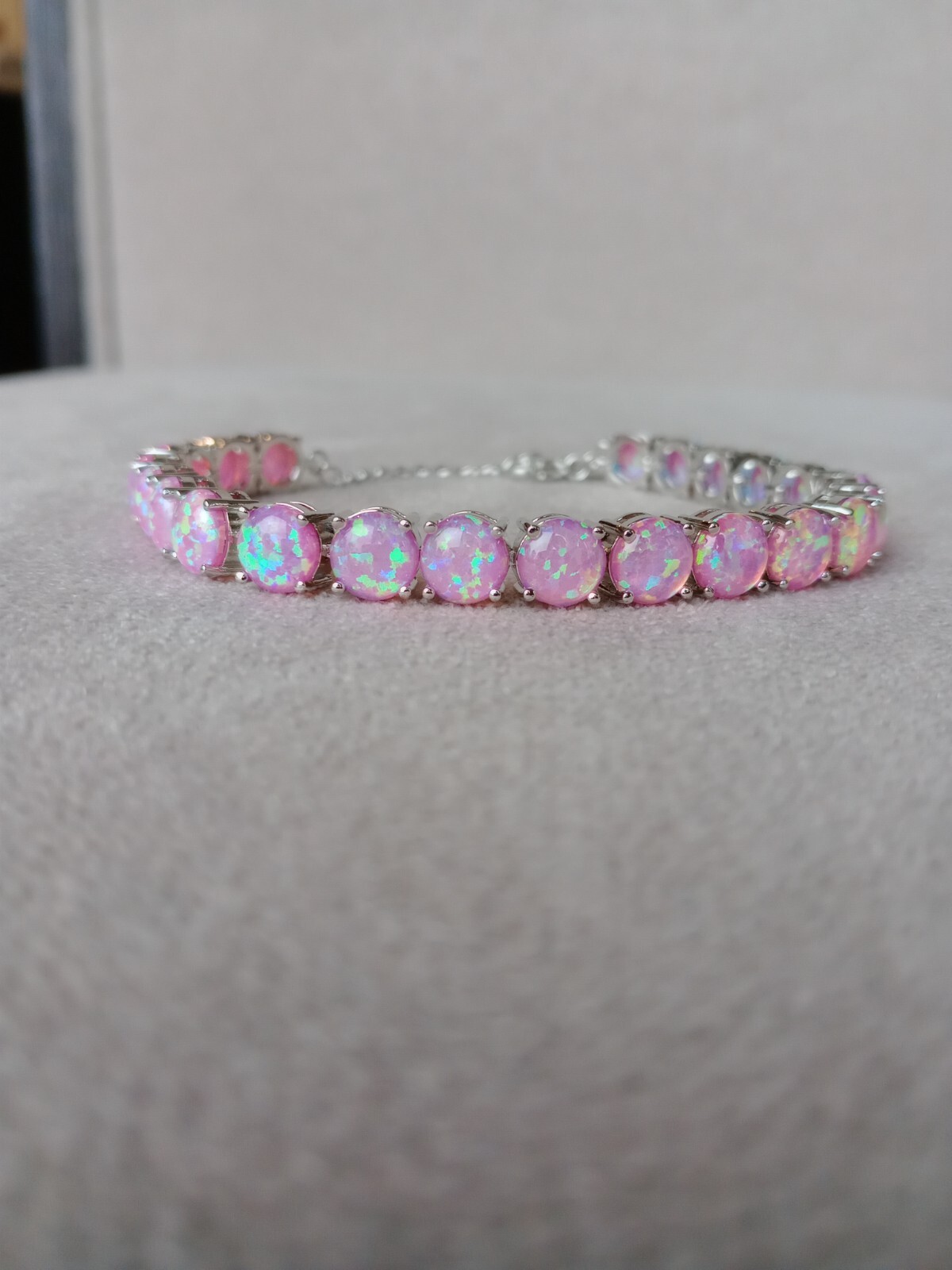 Pink Opal Tennis Bracelet | Opal Bracelet | Opal | October Birthstone, Silver