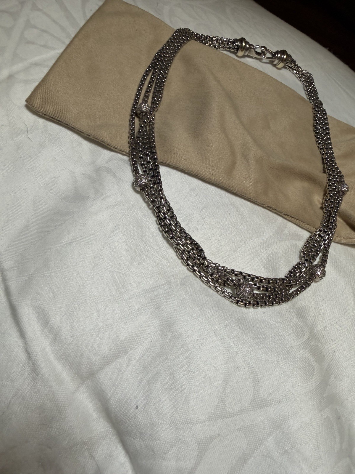 David Yurman 1.08ctw Diamond Station Multi-Strand Necklace