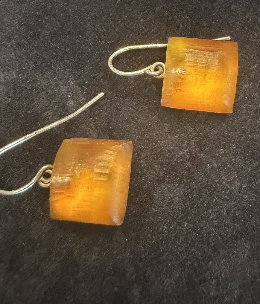 alexis bittar lucite drop earrings Orange Square .75” Overall Dangle
