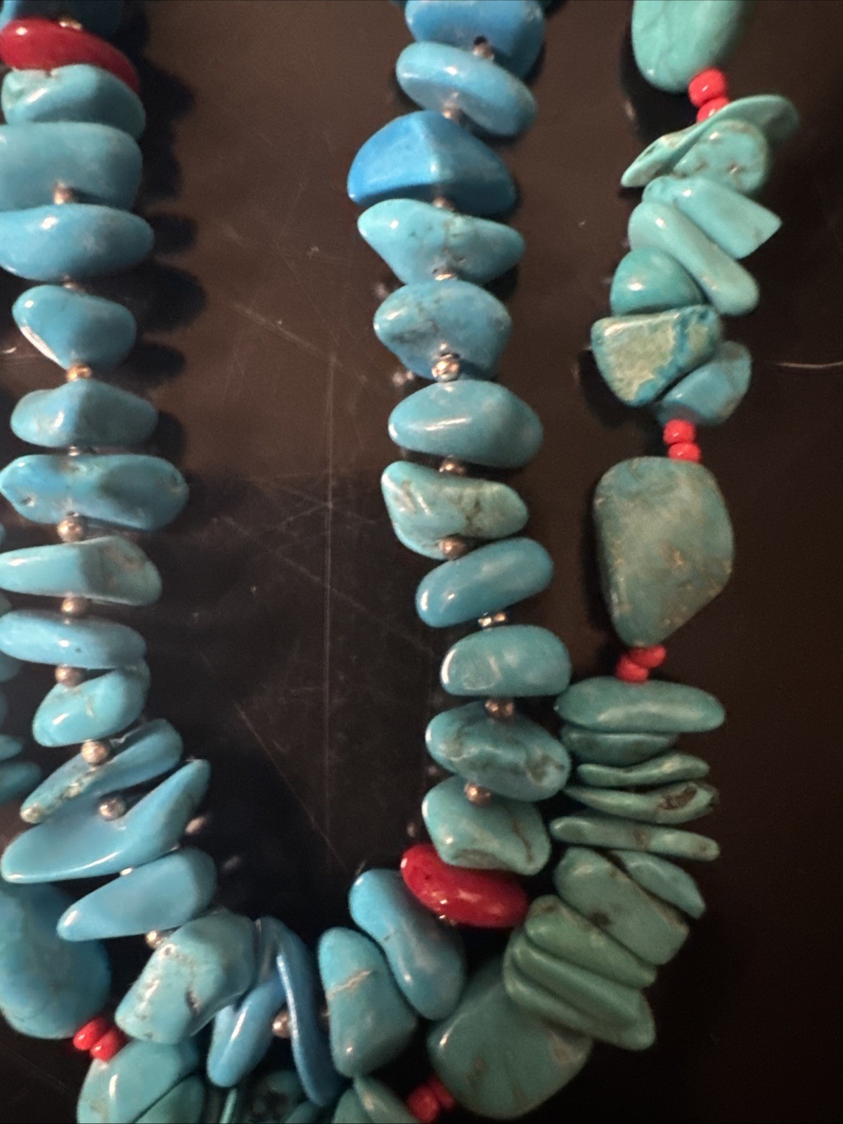 Block Turquoise Double Stained Necklace