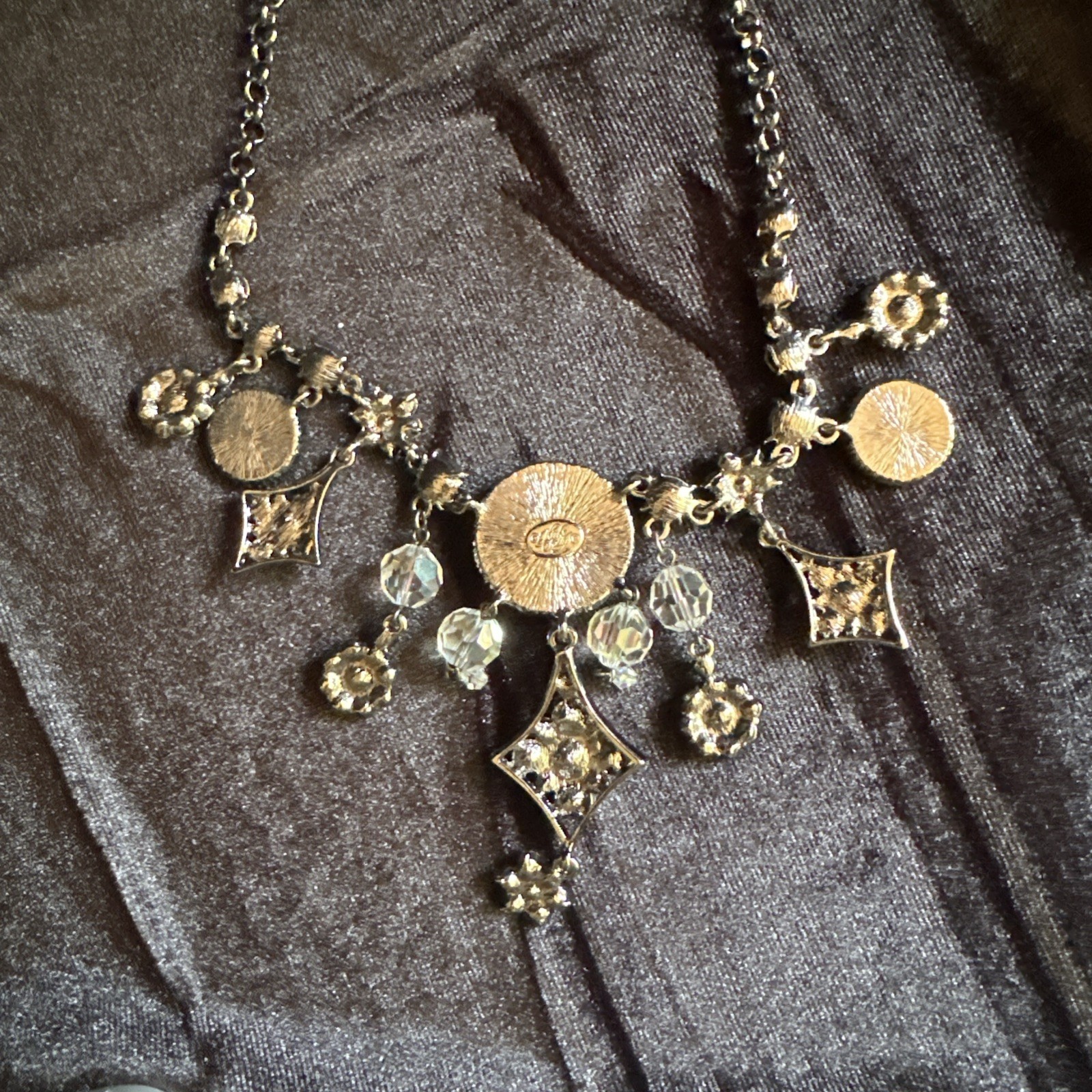 Kirks Folly 3 Moon Face Necklace Celestial Lunar 19” Inv#244