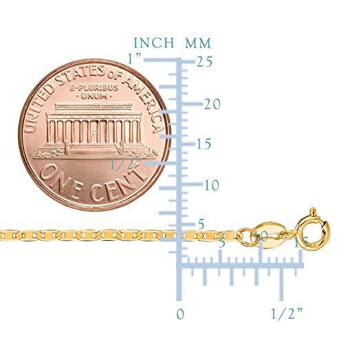 10k Yellow Real Gold Mariner Link Chain Necklace, 1.2mm (10 Inches)