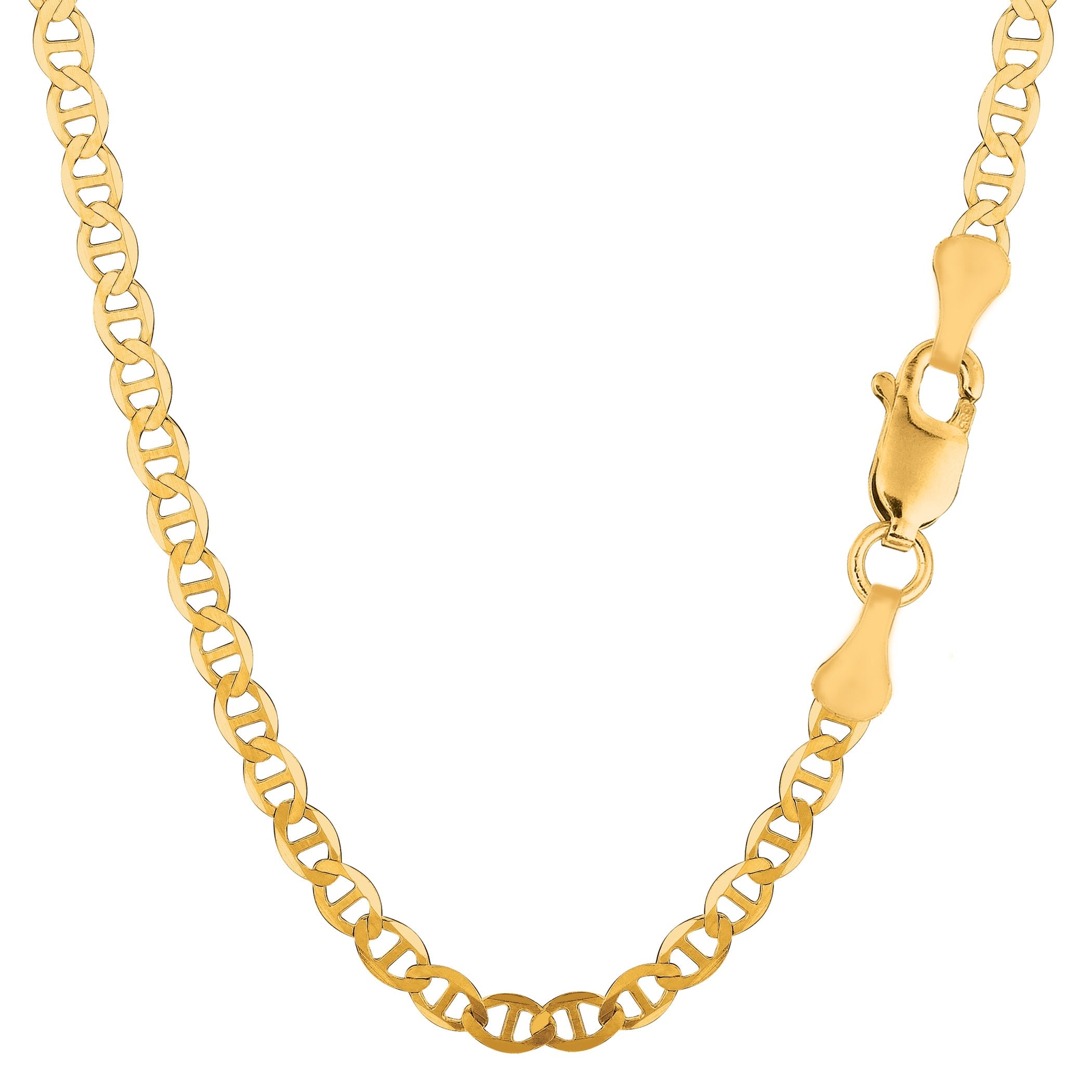 14k Yellow Real Gold Filled Solid Mariner Chain Necklace, 4.5 mm, 18″