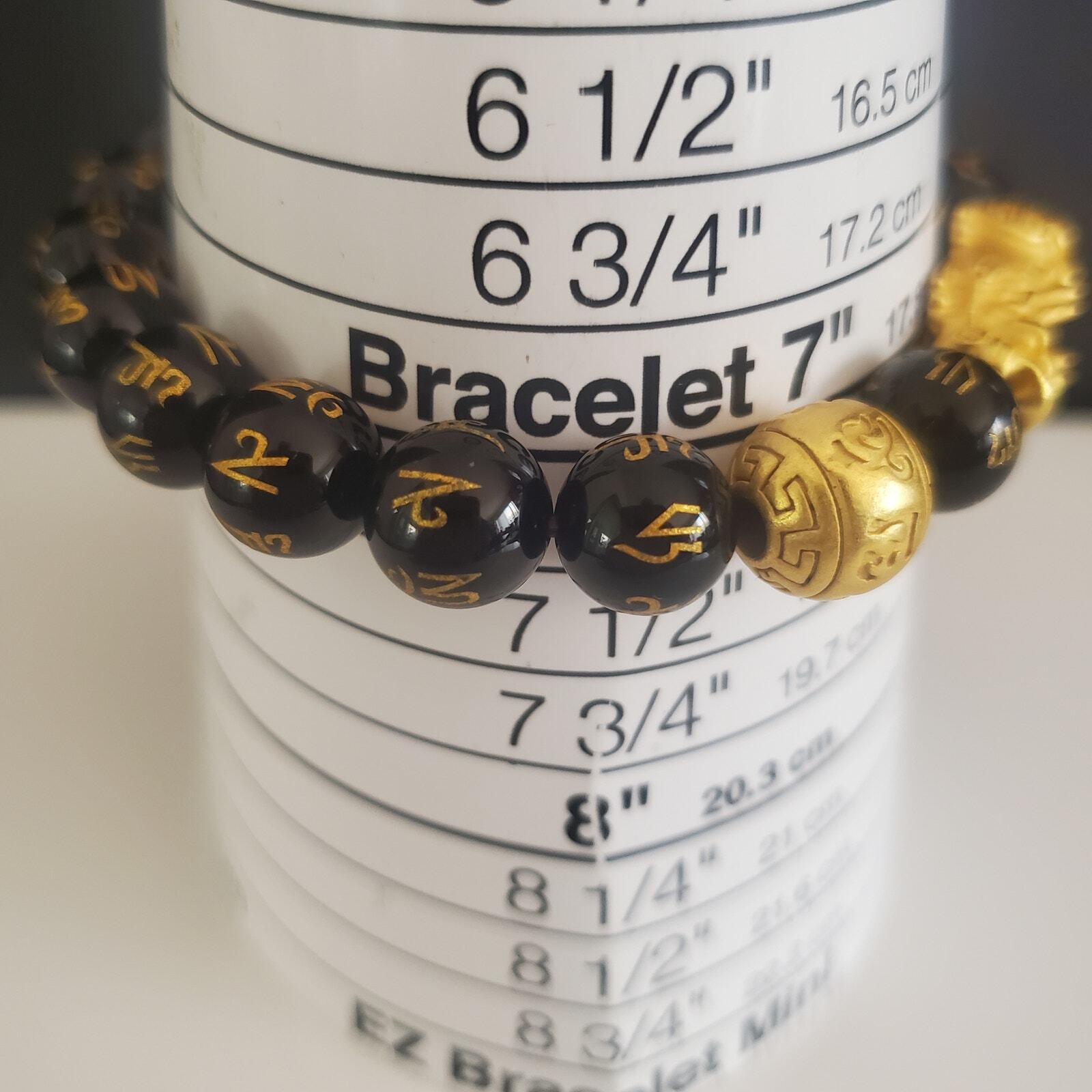 Chinese Piyao Feng Shui Dragon Pixiu Obsidian Black Beads Charm Bracelet Wealth