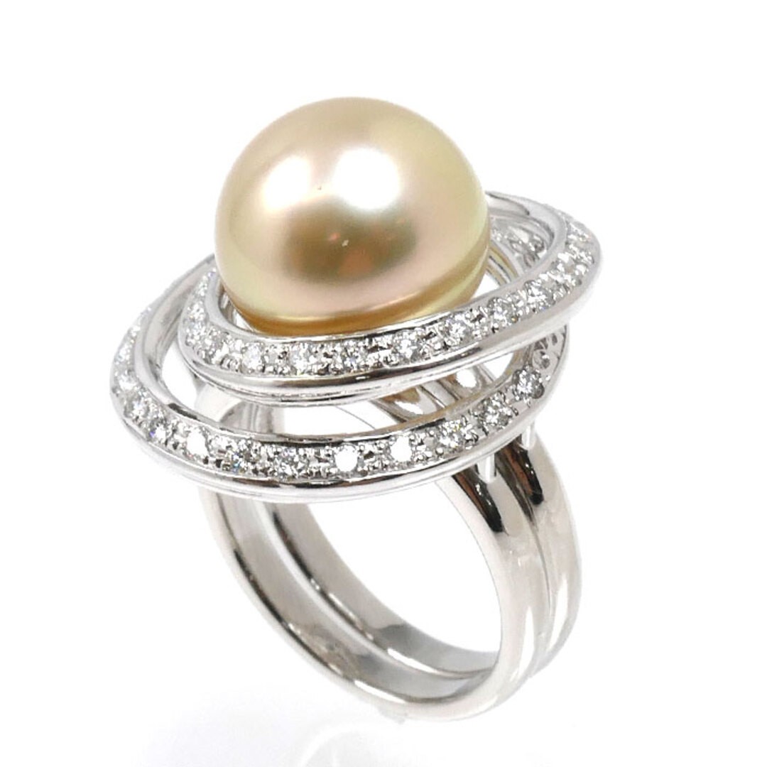 TASAKI Pt900 Platinum Ring South Sea Pearl Approx. 12.0mm Diamond Used KOER-0