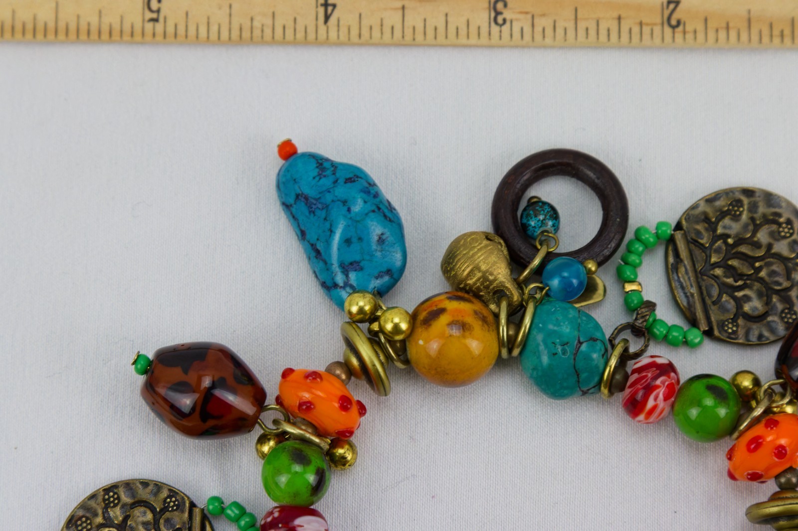 Treska Stone, Glass, Resin and Metal Stretch Bracelet, 71gr