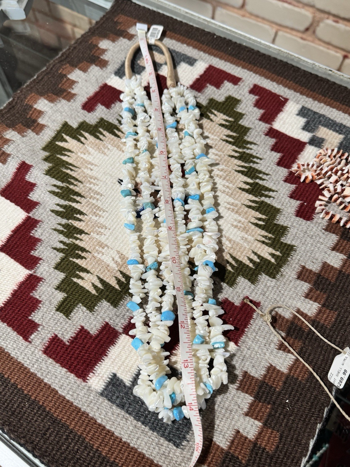 Gary Tsosie Navajo 3 Strand Mother of Pearl Shell & Turquoise Necklace