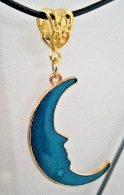 Crescent Moon Face Pendant Charm 18″ Adjustable Necklace NEW!