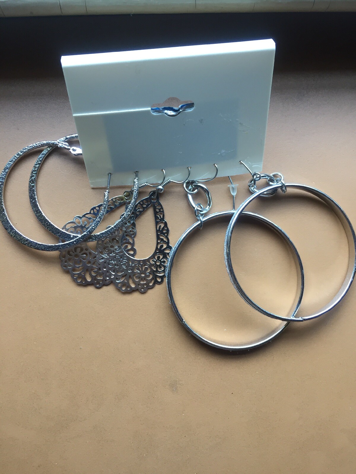 Umbranded Card Of 3 Pair Of Dangling Earrings. NWT@$18