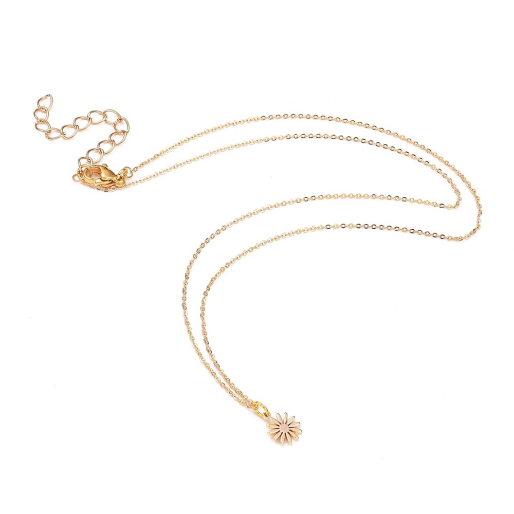 Brass Pendant Necklace Stainless Steel Lobster Flower Gold 18″ Z520
