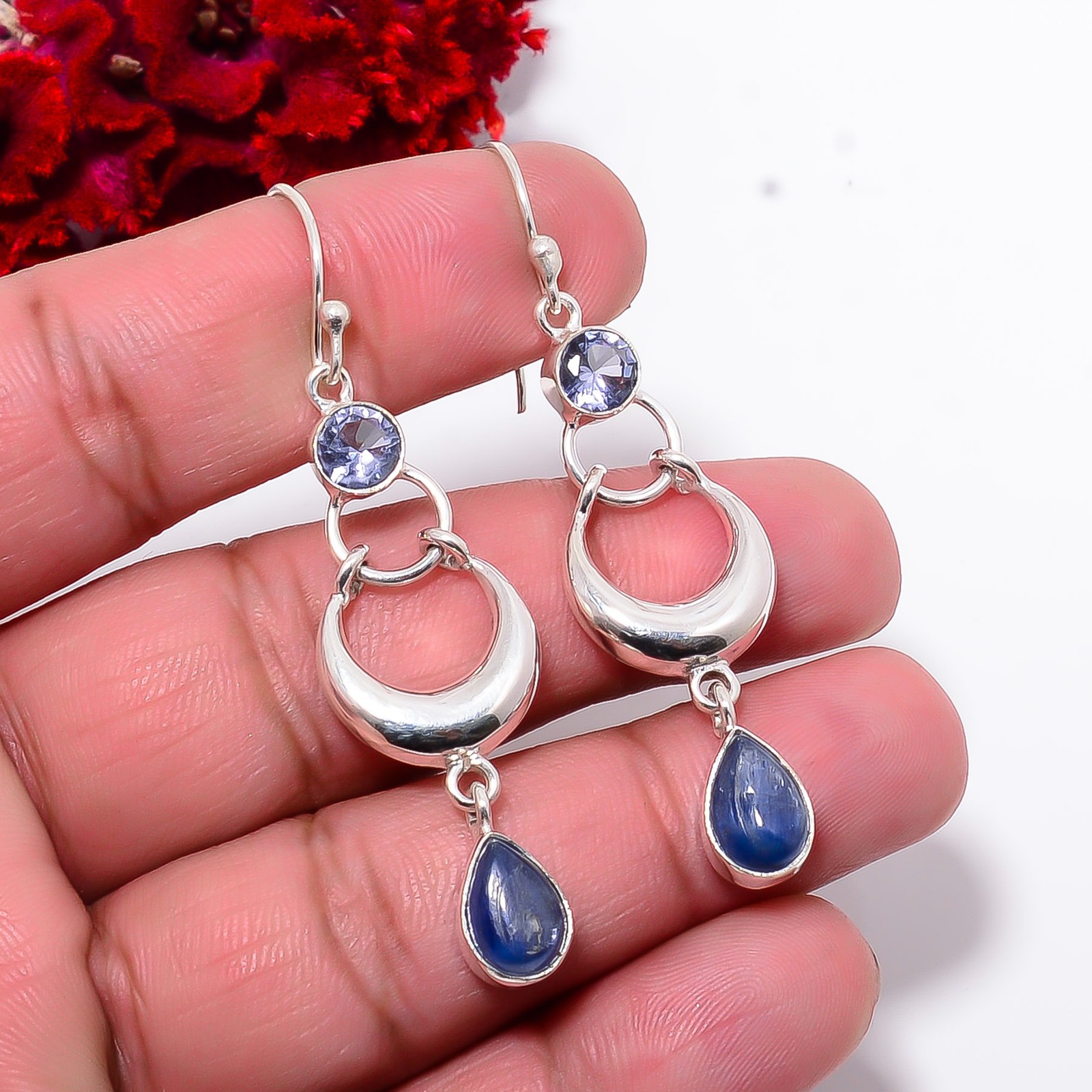 Kyanite – Nepal & Iolite 925 Sterling Silver Chandelier Earring 2.30″ E100344