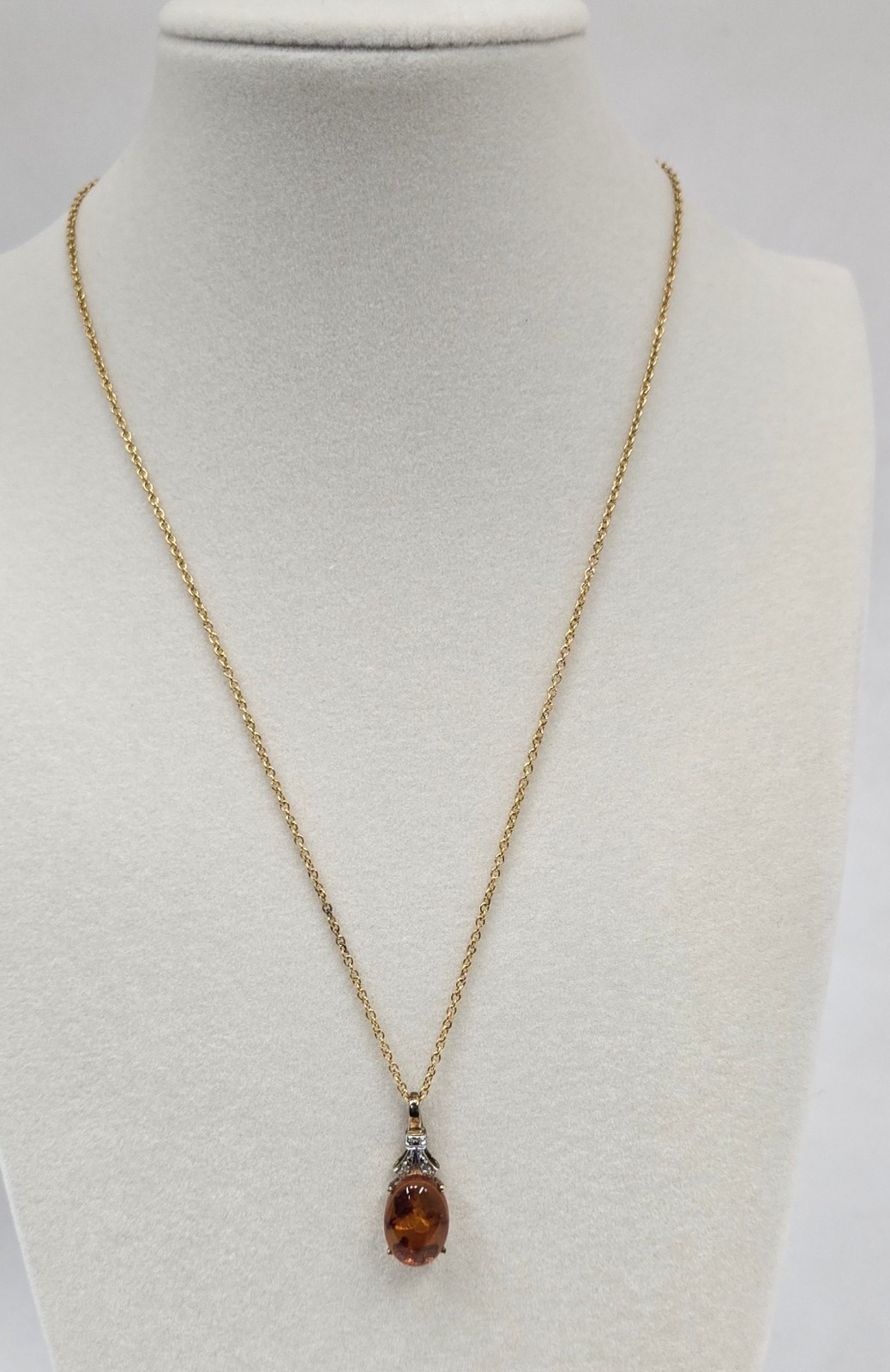 AMBER Gold Plated Sterling 925 Pendant New Without Tags Necklace Chain