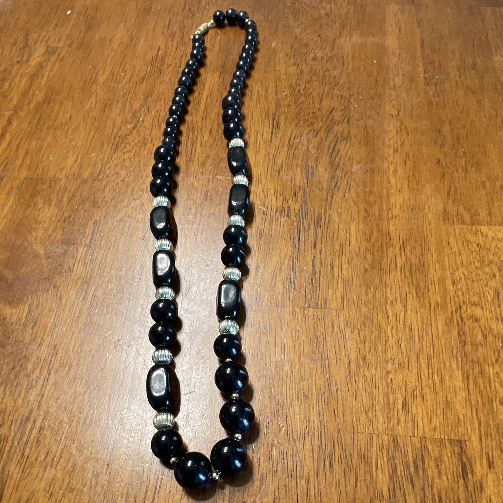Vintage 1980’s Acrylic Lot of 6 Black & White Round Beaded Necklaces