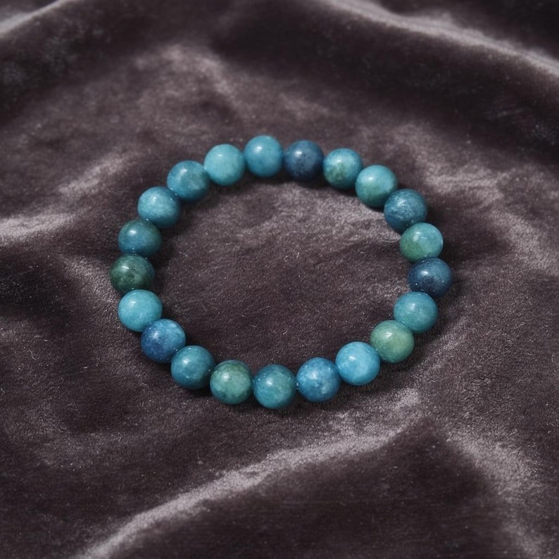 Natural Blue Apatite Bracelet, Simple Blue Gemstone Bracelet For Daily Wear