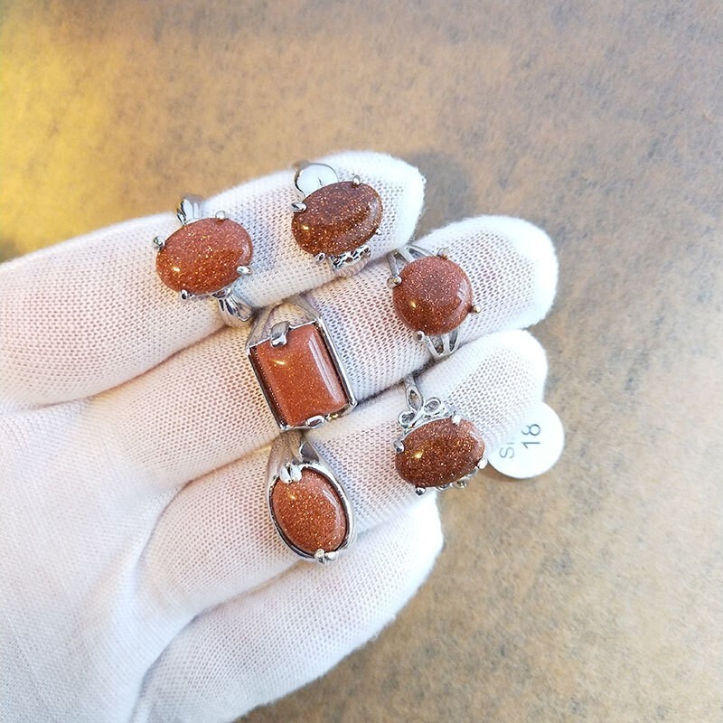 Wholesale 100Pcs Lot Mixed Ring Natural Stone Rings Women Gemstone Jewelry Bulk
