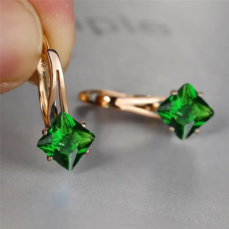 Champagne Zircon Hoop Earrings Rose Gold Color Crystal Wedding Jewelry