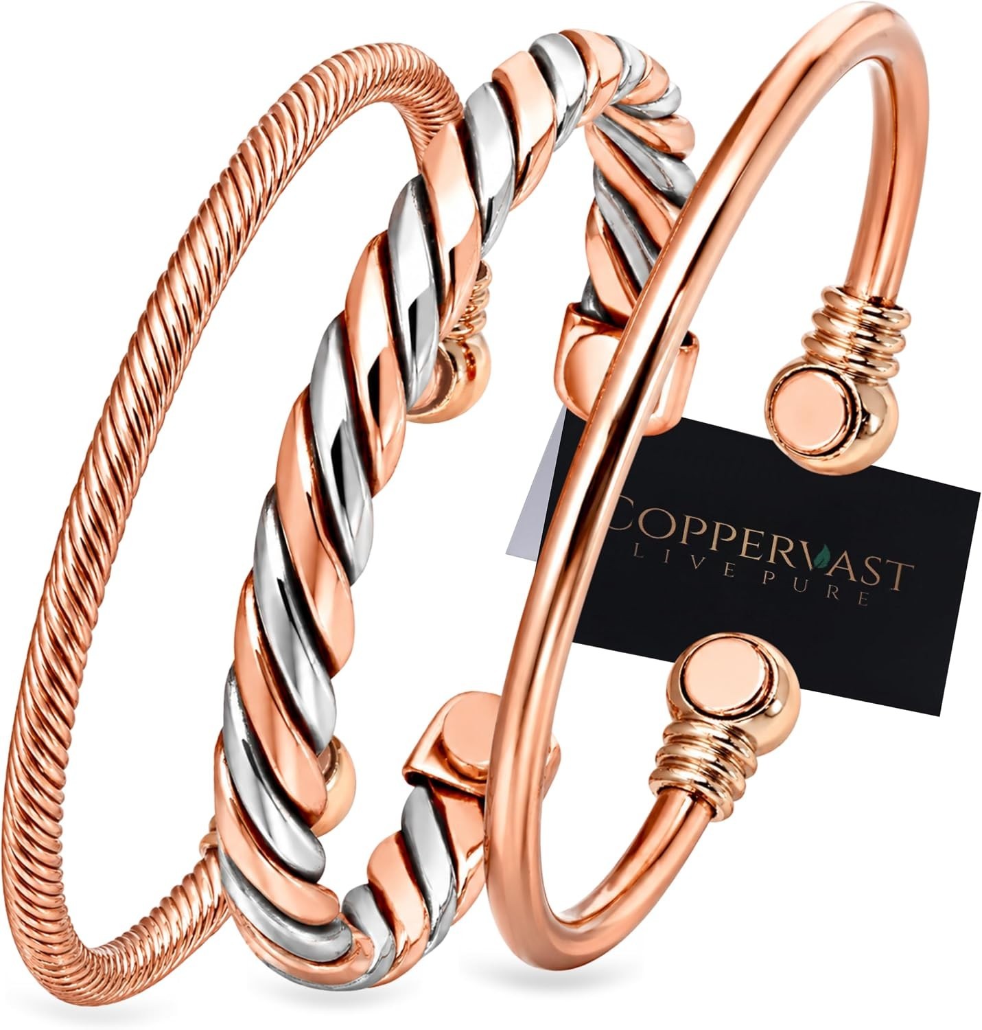 Elegant 3-Piece Copper Bracelet Set – Timeless Gift for Any Occasion