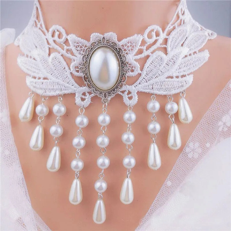 Lady Chokers Leaf Tassel Women Neck Jewelry Accessory Girl Lace Gothic Vintage S