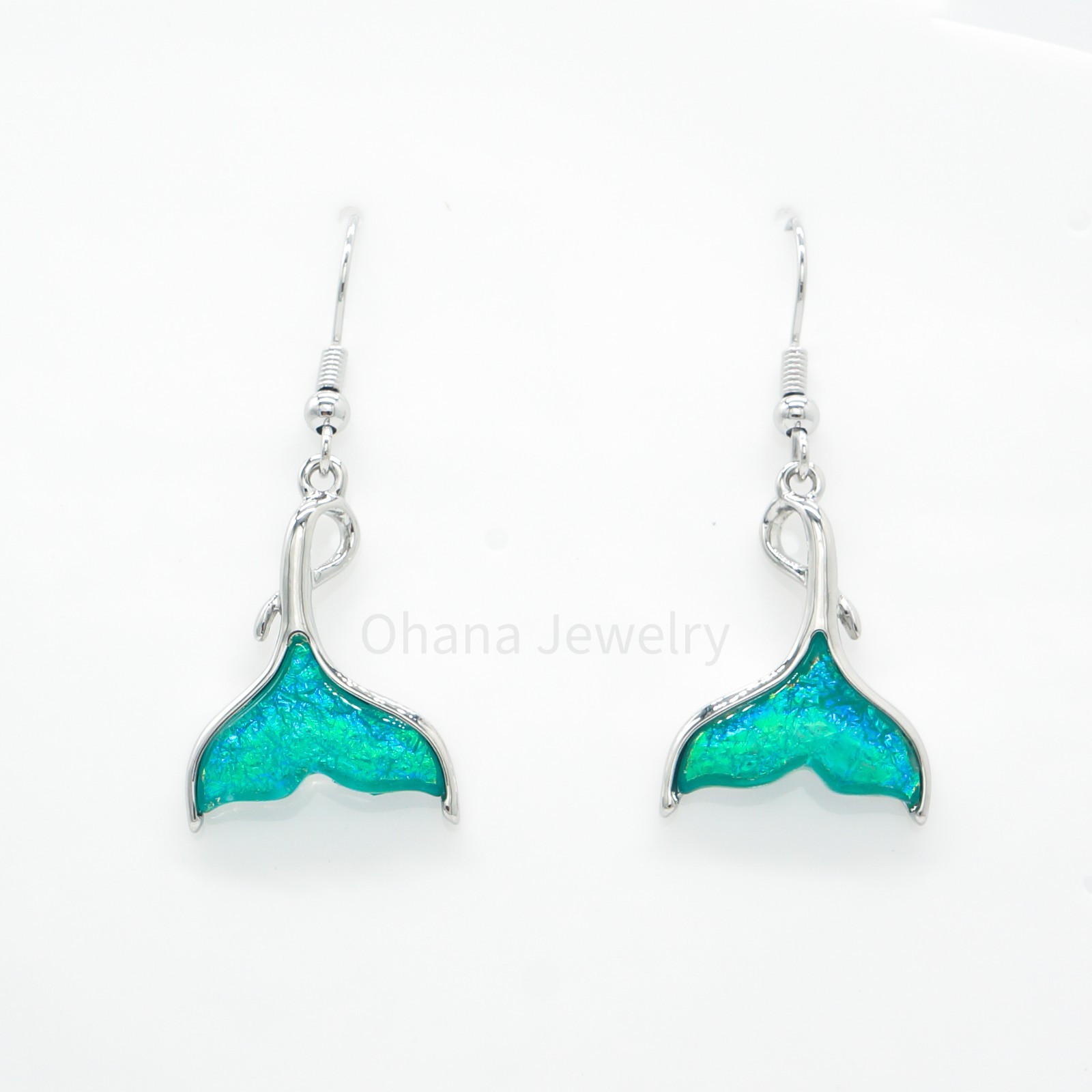 Resin Metal Alloy Hawaiian Fashion Dangle Hook Earrings – Whale Tail