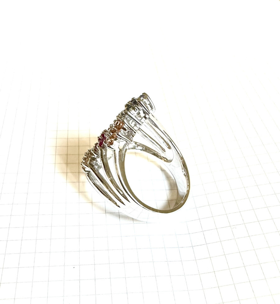 (SIZE 6,7,8,9) Lovely Bouquet of FLOWERS RING Colorful CZs .925 STERLING SILVER