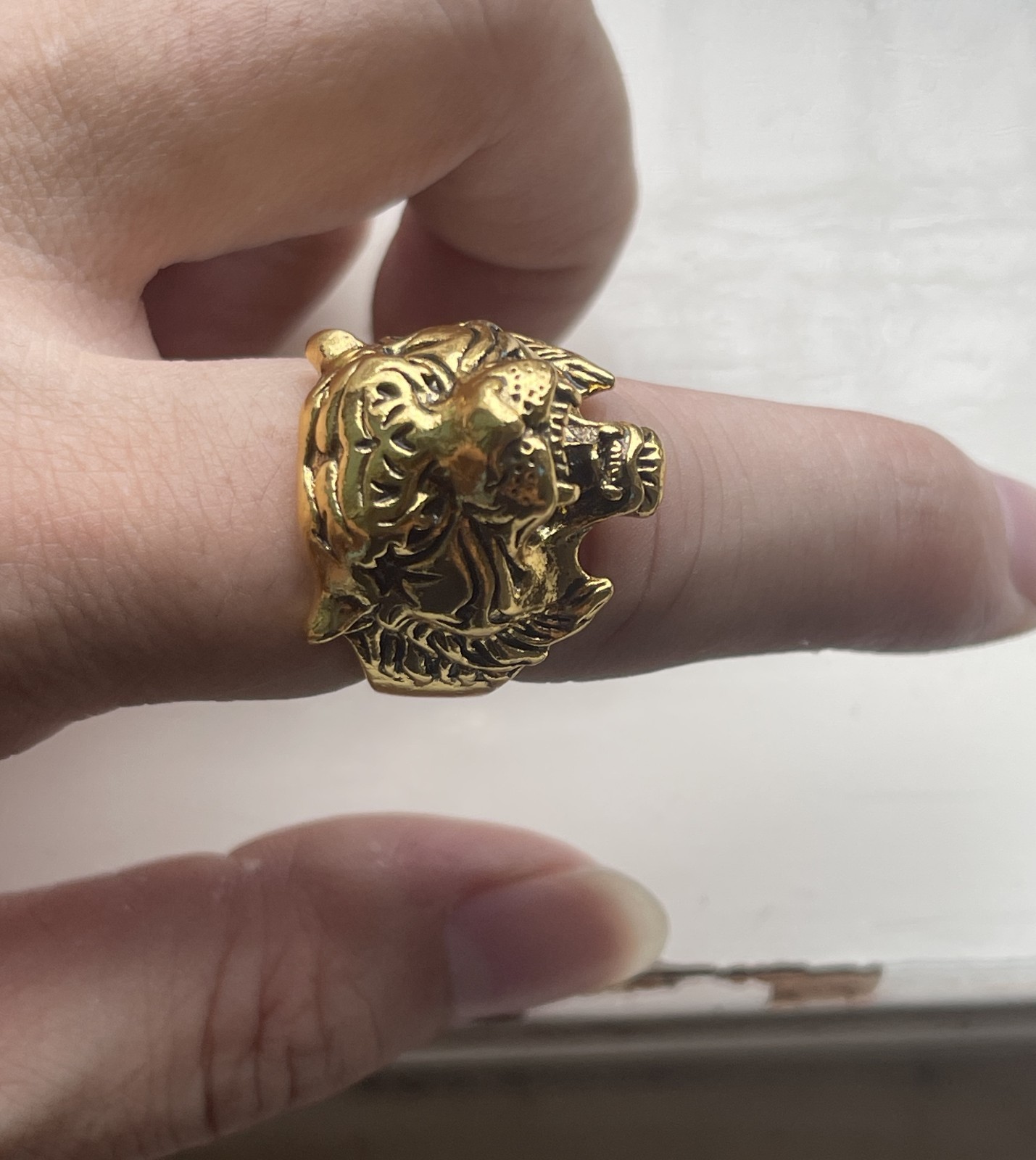 High Detail Brass Tiger Ring Biker Rock Punk Jewelry One Size Fit All