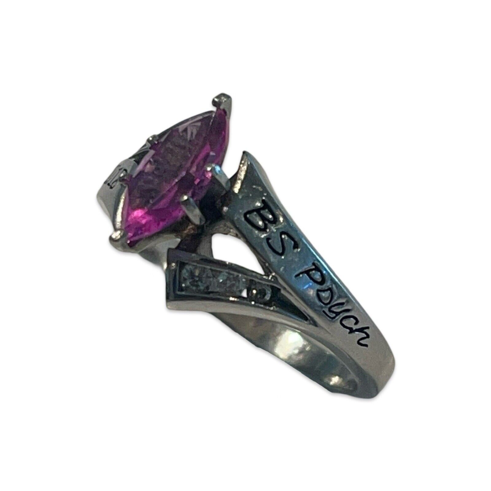 Jostens Skylar Size 9 White Lustrium LTT 2018 Class Ring Marquise Rose Zircon