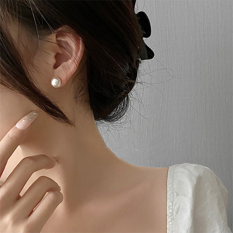 Genuine Cultured Freshwater White Pearl Stud Earrings Gift 925 Sterling Silver