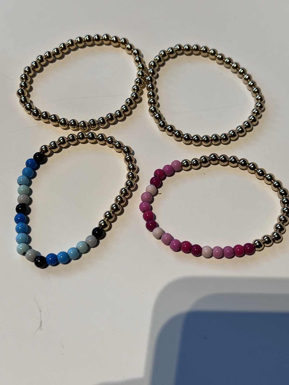Baublebar Beaded Gold Blue Pink Bracelets Stack Lot 5mm Gold Tone Nordstrom