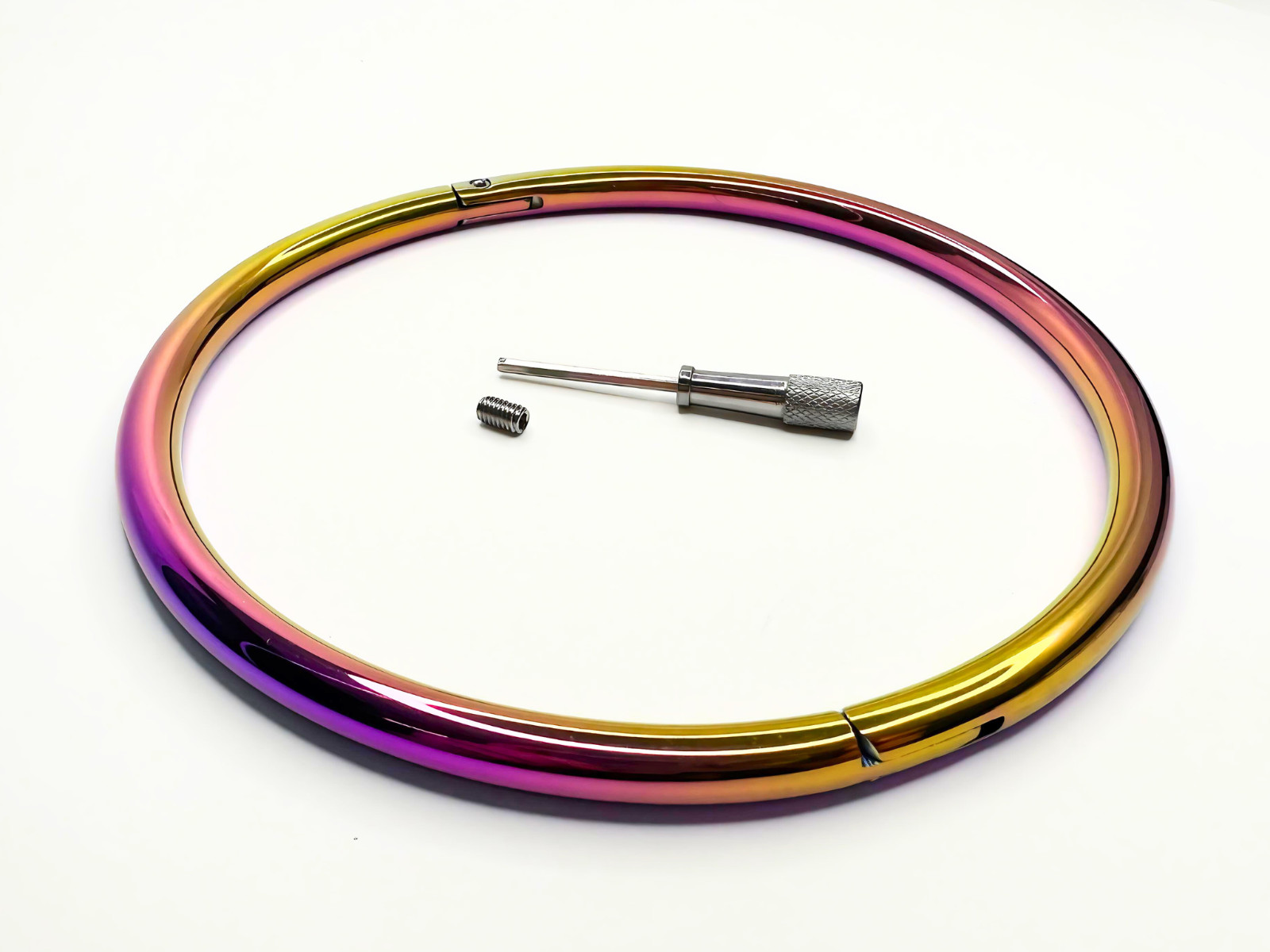 15″ Aluminum Rainbow Eternity Collar Lightweight Locking Collar 8mm – CuffStore