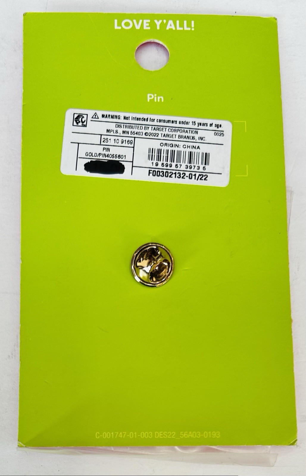 TABITHA BROWN “Hey Donna” Goldtone Metallic Statement Pin from Target~NEW/NWT