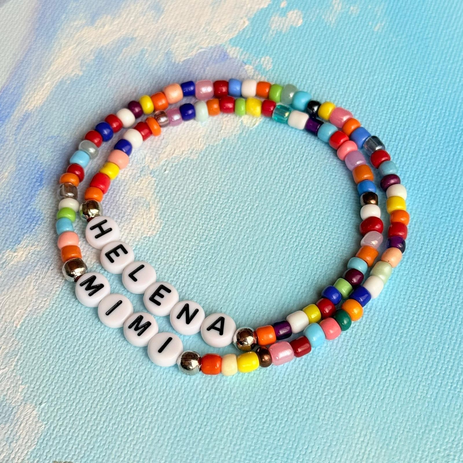 Custom Glass Bead Bracelet , Personalized Name Bracelet , Handmade Jewelry