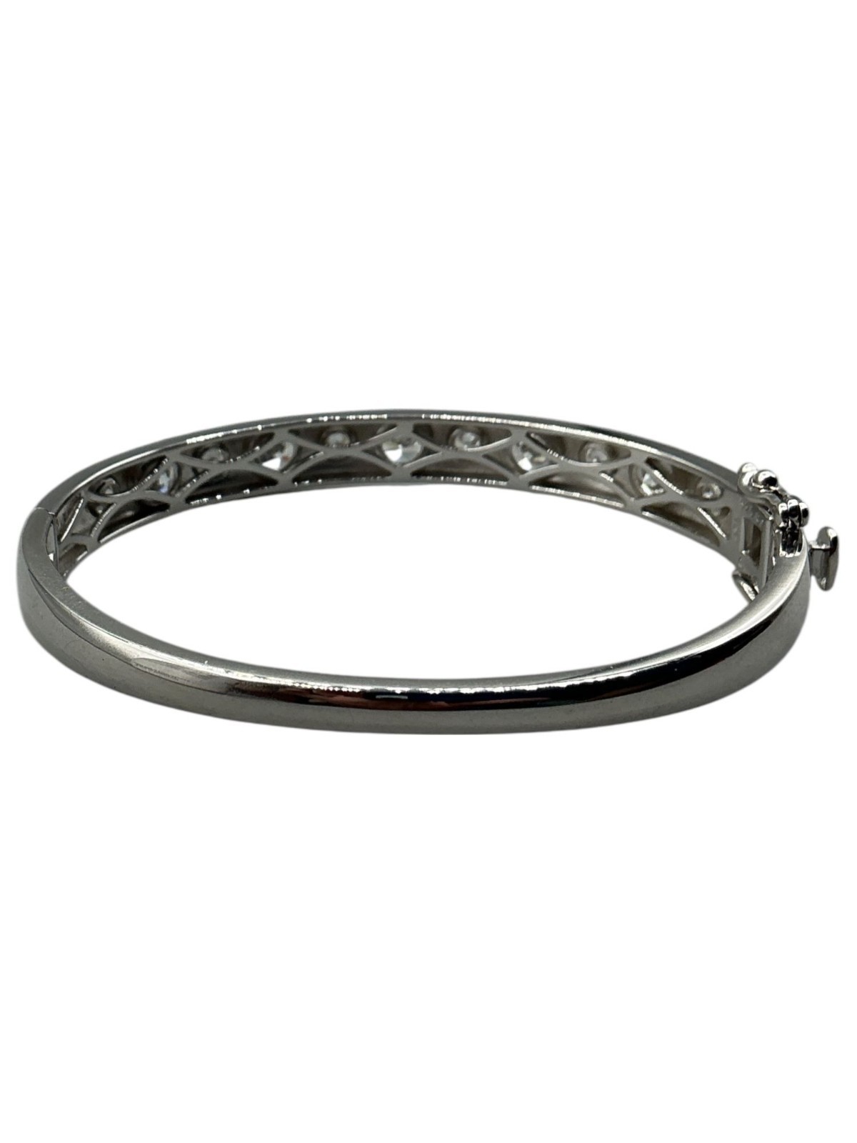Diamonique X Jennifer Miller Sterling S Alternating Rounds Bangle Bracelet Small