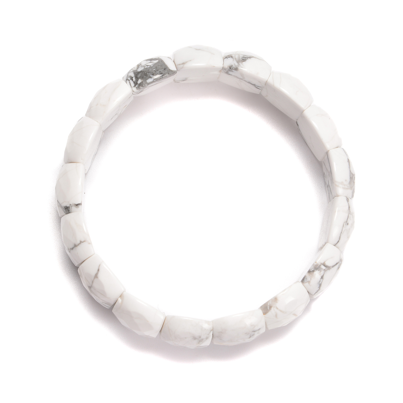 Howlite Faceted Rectangle Beaded Bracelet Beads Size 12x20mm 7.5” Length