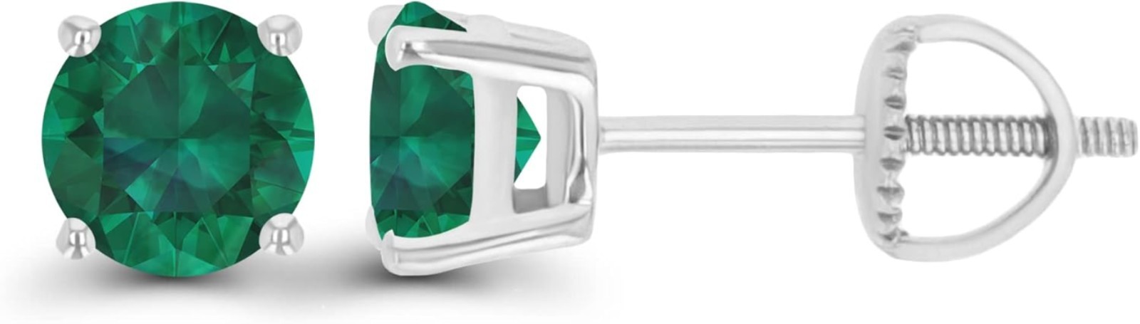 Elegant 5mm Emerald Solitaire Stud Earrings 925 Sterling Silver Hypoallergenic