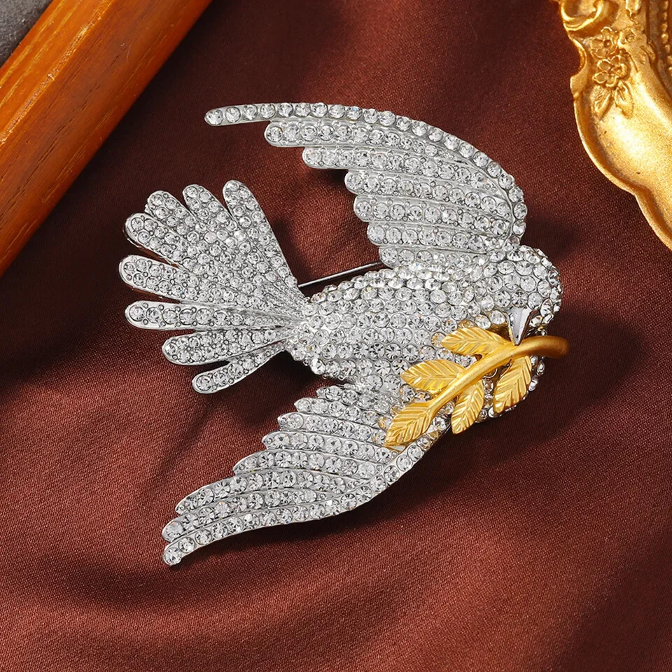 Rhinestone Design Dove Brooch Women’s Summer Accessories Bird Banquet Jewelry